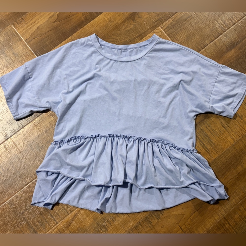 Womens Ruffle Hem Peplum Top